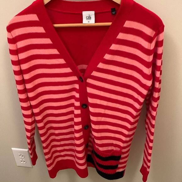 CABI Picnic Stripe Cardigan Sweater - Picture 1 of 4